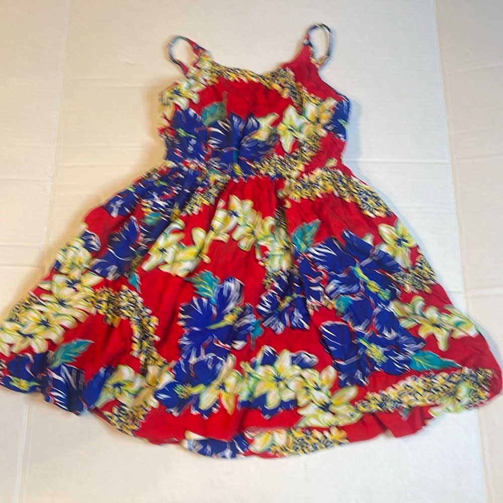 Polo Ralph Lauren Red Hawaiin Flower Strap Dress Size S